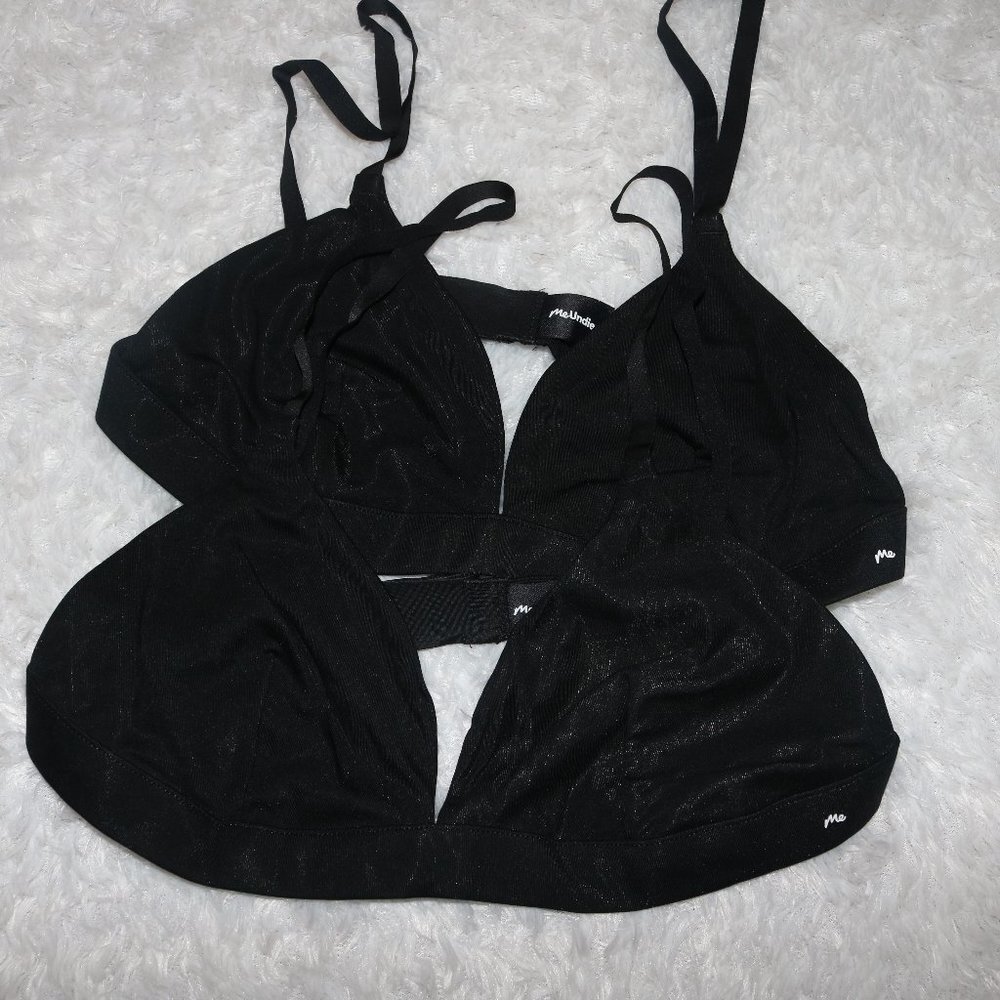 MeUndies lot of 2 black triangle bralettes MicroModal & Spandex size M  NWOT